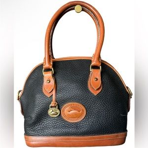 Dooney & Bourke Black & Brown Pebbled Leather Satchel